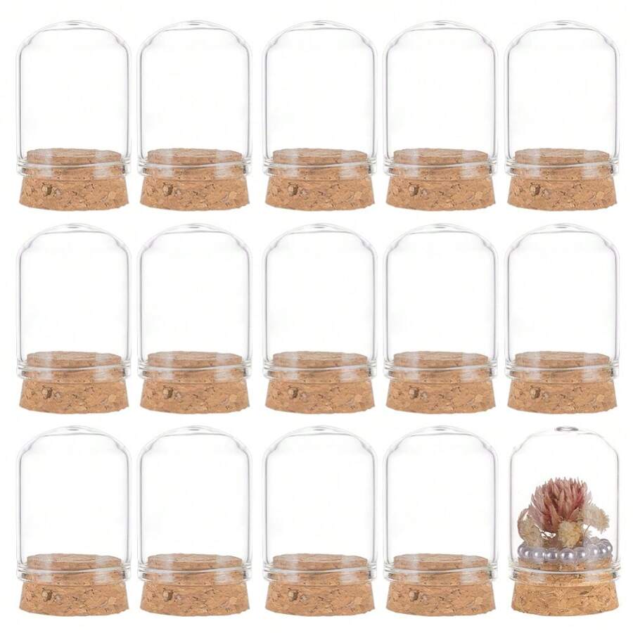 30 Confezioni da 15ml Vasetti In Vetro, Bottiglie In Vetro con Campana di Vetro per Decorazioni Bottiglie 3,8x2,8cm con Tappi in Sughero per Bomboniere Feste Progetti Artistici