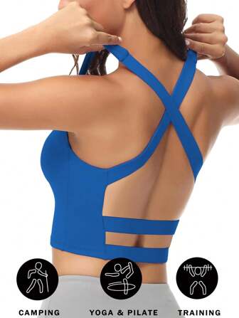 New Cross Back Sports Bra With High Impact Support, Compression Fit, For Running, Yoga, Gym, Multi-Color