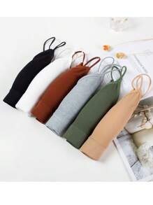 3 Pcs Padded Bralettes For Women Wireless Cami Bras Tank Top Sport Bras Comfort Seamless V Neck With Removable Pads For Girls Laddies Everyday Camisole Basic Bra - 灰色,卡其色,白色 - 查看 8