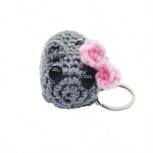 1pc Cute Sad Hamster, Mini Pig, Colorful Turtle Expression Keychain, Crochet Plush Sad Hamster Expression Keychain With Bow, Kawaii Girl Hamster Handmade Gift Decor, Student Back To School Gift Halloween Car Accessories Bag Charm