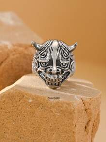 1pc Stainless Steel Retro Rock Ox Demon Pattern Men's Rings Summer Jewelry - Ring - View 4