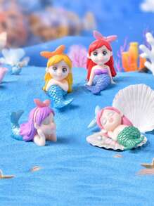 8/4pcs Cute Mermaid Family Aquarium Decor Accessories, PVC Plastic Mermaid  Figurines For Fish Tank Landscaping - Multicolor - View 6