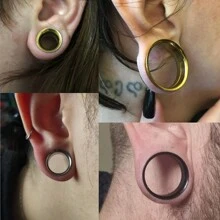 2PCS Round Ear Gauges 316 Stainless Steel Tunnels Plugs Expander Stretchers Piercing Women Body Jewelry Daily - Round - View 2