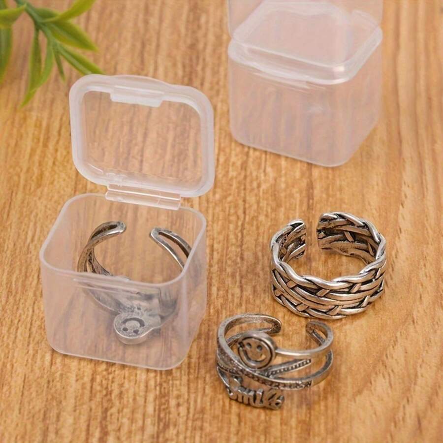 10pcs Mini Clear Plastic Storage Boxes, 2.4x2.2x2.2cm / 0.94x0.87x0.87