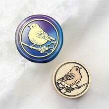 CYFUN DESIGN 1pc Laser Engraved Mini Sealing Wax Stamp With Copper Head, Without Handle - Gold - View 29