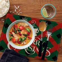 1/4 miếng lót đĩa họa tiết bông tuyết Let It Snow, miếng lót bàn bếp bằng vải lanh, đồ dùng nhà bếp, đồ trang trí tiệc cưới - Nhiều màu - Xem 8