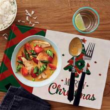 1/4 miếng lót đĩa họa tiết bông tuyết Let It Snow, miếng lót bàn bếp bằng vải lanh, đồ dùng nhà bếp, đồ trang trí tiệc cưới - Nhiều màu - Xem 11