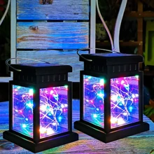 2x Waterproof LED Solar Powered Hanging Lantern Lights Outdoor Garden Table Lamp - Multicolor - View 1