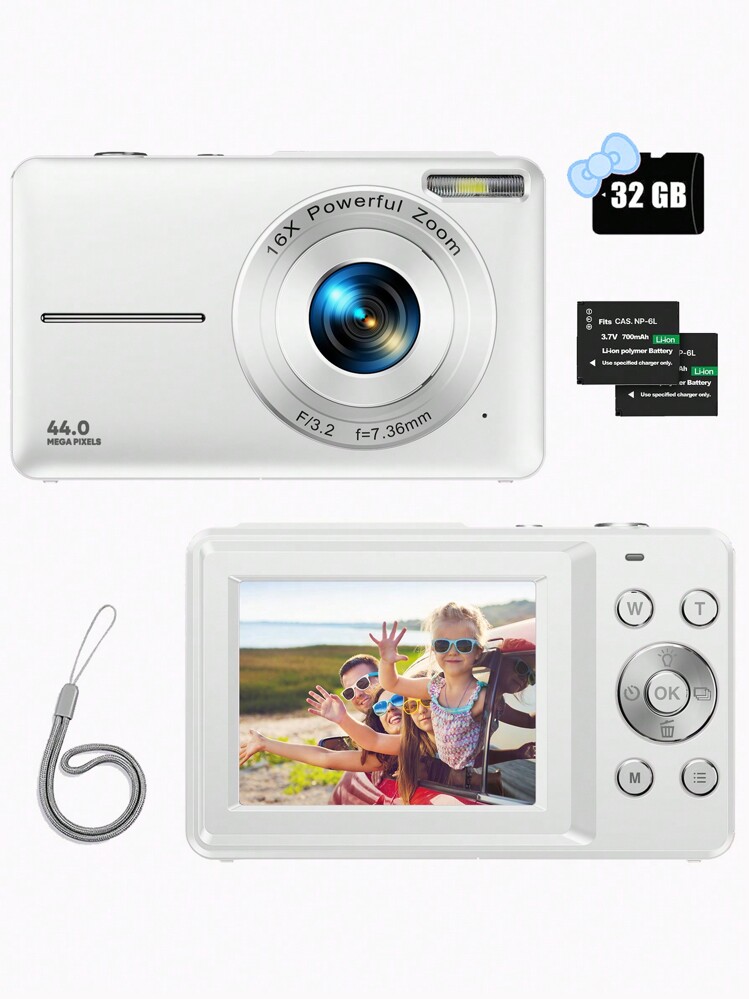 Nicamery 44MP デジタルカメラ 1080P FHD コンパクト 16倍ズーム