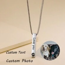 Collar personalizado con proyección de foto, colgante de acero inoxidable rectangular con grabado láser, regalo conmemorativo