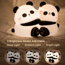 1 Pc Cute Panda Night Light Rechargeable, Silicone Panda Touch Lamp, Soft Animal Night Lamp, 3 Brightness Dimmable LED Night Light For Kids, Breastfeeding, Toddler, Baby Nursery, Cute Night Lamp, Cute Desk Decor, Cute Room Decor, Cute Panda Gifts Stuff For Boys, Girls, Children