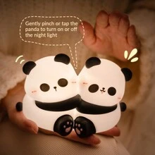 1 Pc Cute Panda Night Light Rechargeable, Silicone Panda Touch Lamp, Soft Animal Night Lamp, 3 Brightness Dimmable LED Night Light For Kids, Breastfeeding, Toddler, Baby Nursery, Cute Night Lamp, Cute Desk Decor, Cute Room Decor, Cute Panda Gifts Stuff For Boys, Girls, Children