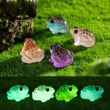 Nuevo accesorio de decoración DIY de paisaje micro de musgo con sapo y rana que brillan en la oscuridad, mini adorno, juguete en forma de rana animal que brilla en la oscuridad, regalo para niños, mezcla de colores al azar - Multicolor - Ver 15