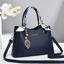 Bộ 1 túi đeo chéo và túi đeo vai bằng da mềm màu trơn, quà tặng sinh nhật, túi xách da PU nhiều lớp cho mẹ dùng đi làm và sử dụng hàng ngày, thiết yếu cho hoạt động ngoài trời và du lịch - Màu Đỏ Sâu - Xem 12