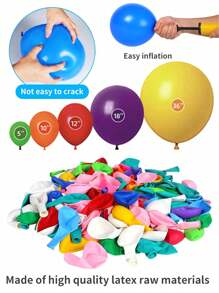 5-200pcs 5/10/12/18 Inch Mixed Color Latex Balloons, Helium Balloons For Party, Birthday, Wedding, Anniversary Decoration, Arch, Wreath, Rainbow Background - Normal Mixed - View 3