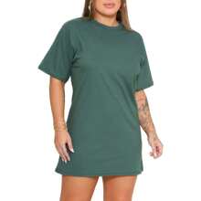 100% Cotton Plain Dress - 軍綠色 - 查看 2