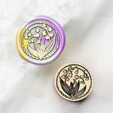 CYFUN DESIGN 1pc Laser Engraved Mini Sealing Wax Stamp With Copper Head, Without Handle - Gold - View 24