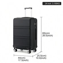 KONO Maleta de viaje con ruedas de 24/28 pulgadas, ligera, de ABS duro, con candado TSA, cremallera YKK, 4 ruedas dobles, ideal para viajes de negocios y vacaciones de hombres y mujeres, equipaje de viaje, maleta, maleta, maleta, equipaje de viaje resistente