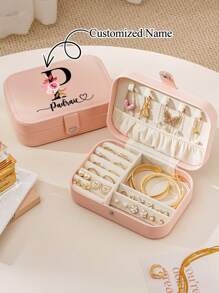 1pc Customized Name Jewelry Storage Box, Custom Name Jewelry Organizer Case With Adjustable Compartments, Personalized Gifts For Women, Bridesmaid, Mother, Friend, Teacher, Customized Gifts, Jewelry Storage Box For Dad, Mom, Family, Friends, Son, Daughter For Anniversaries, For Valentine's Day, For Mother's Day, For Birthdays, For Children's Day, For Father's Day, Bathroom Back To School,Multi-Functional, Ornamental,Reusable,Exquisite,Stylish,High-Quality,Colorful,Modern,Custom,Personalized,Unique,Ideal Gifts For Him,Ideal Gifts For Her,Boyfriend,Dad,Girlfriend,Mom,Family,Friends,Tea Room,Home,Garden,Office,For Anniversaries,For Valentine's Day,For Mother's Day,For Birthdays,For Father's Day,For Graduation,For Weddings,For Housewarming,Home Refresh