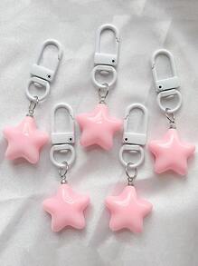 1入組可愛胖奶黃星形鑰匙扣，帶柔軟五角星吊墜，適合學生、女孩、情侶等