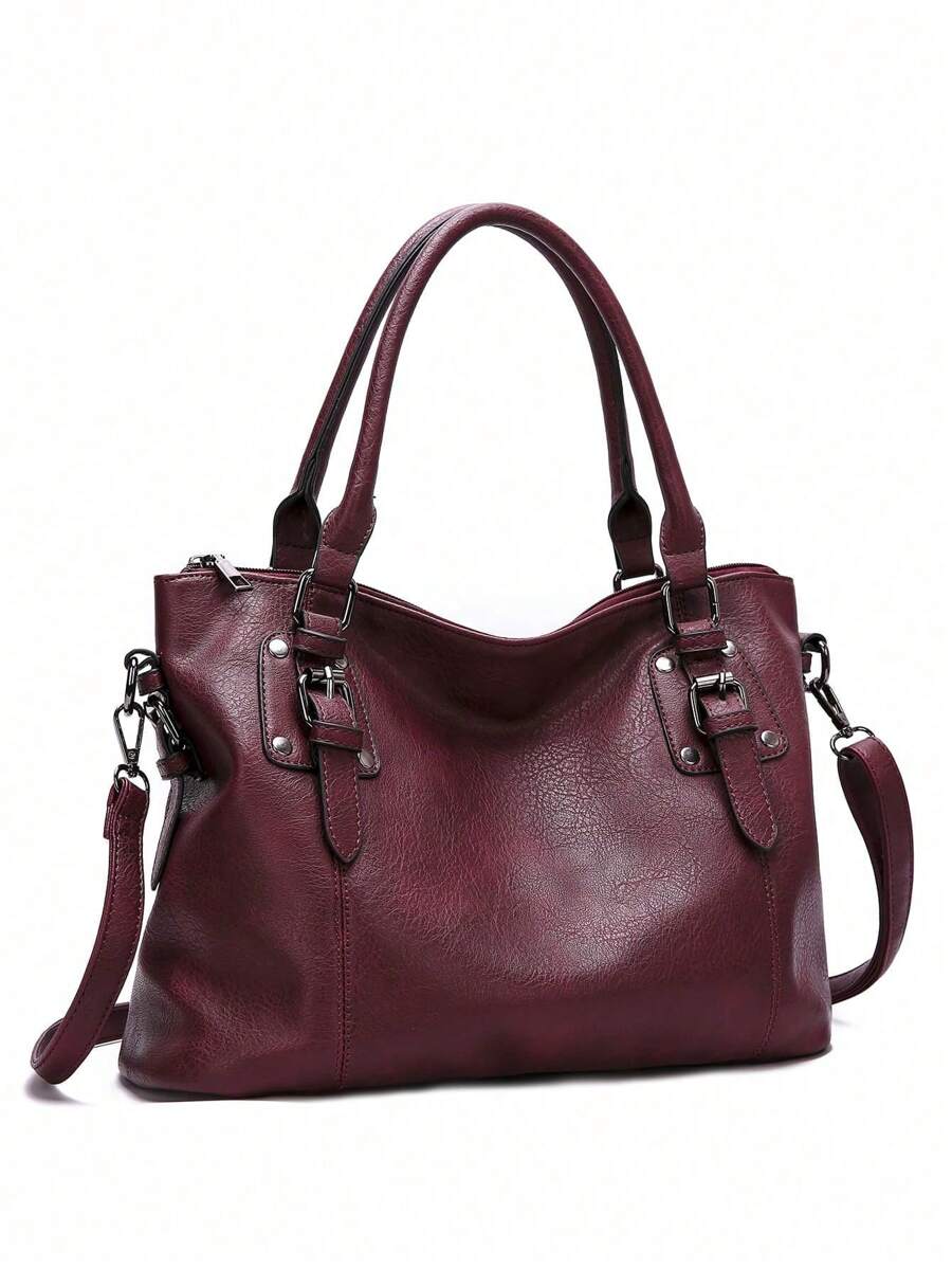 Túi tote sức chứa lớn theo phong cách retro châu Âu và Mỹ mới - Màu tím - Xem 1