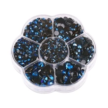 5000 件/盒，2 毫米 3 毫米 4 毫米 5 毫米 6 毫米，5 种尺寸，果冻糖，透明 AB 水晶珠，花形盒包装，圆形平底水钻多色水晶宝石非热熔 DMC 珠宝珠，玻璃石钻石 3D 图案设计配件闪光美甲贴花装饰用于衣服、包、鞋、杯子、手机壳、手工艺品、DIY 装饰。