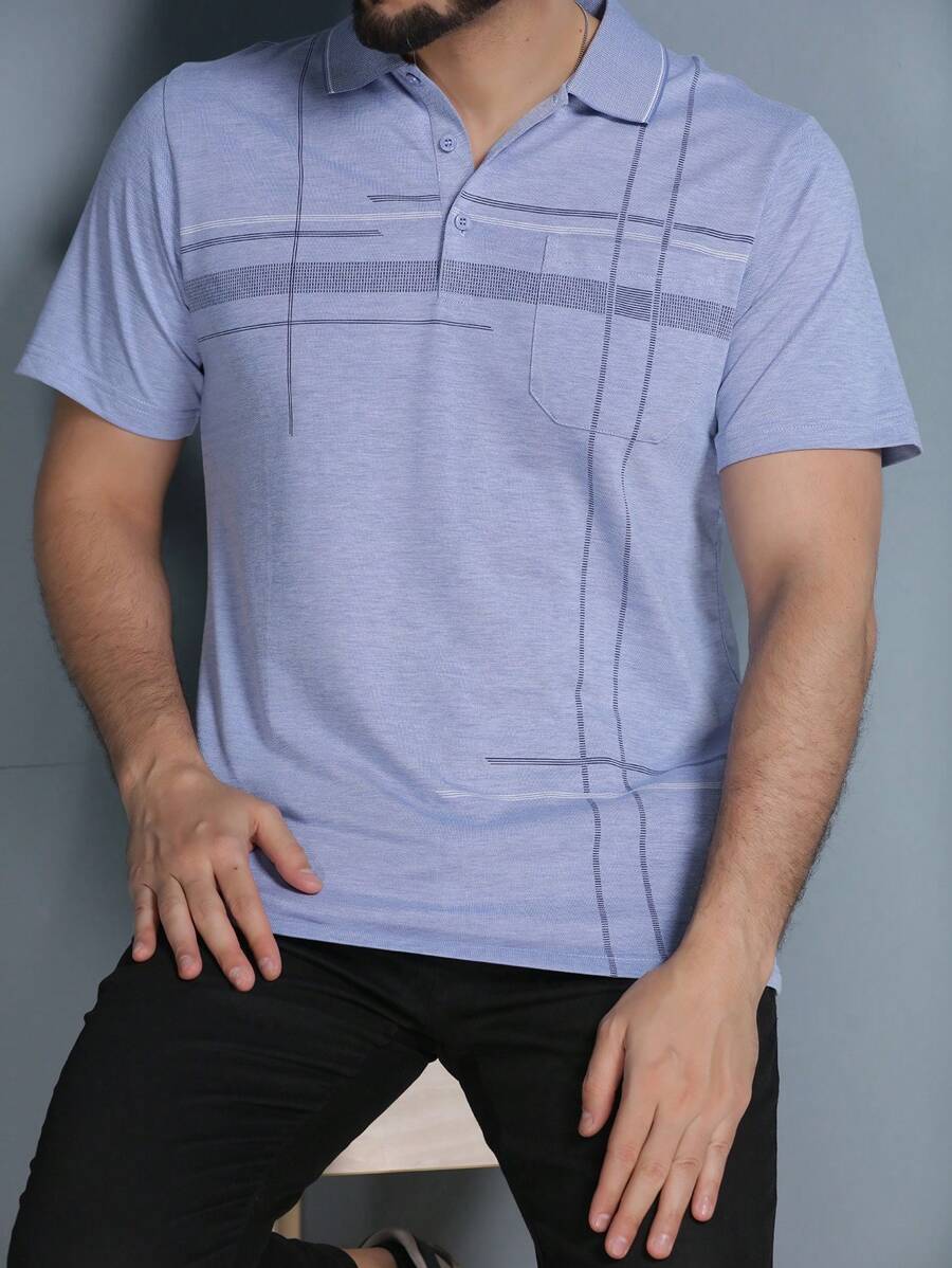 Men's Polo Shirt Summer 2024 With Button And Elastic 5 Colors - Royal Blue - View 1