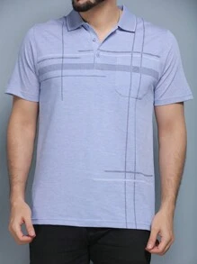 Men's Polo Shirt Summer 2024 With Button And Elastic 5 Colors - Royal Blue - View 2