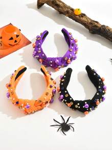 1 件全新万圣节头带，韩式简约结饰高顶皇冠，水钻装饰，节日发饰头饰发箍 - 彩色 - 查看 3