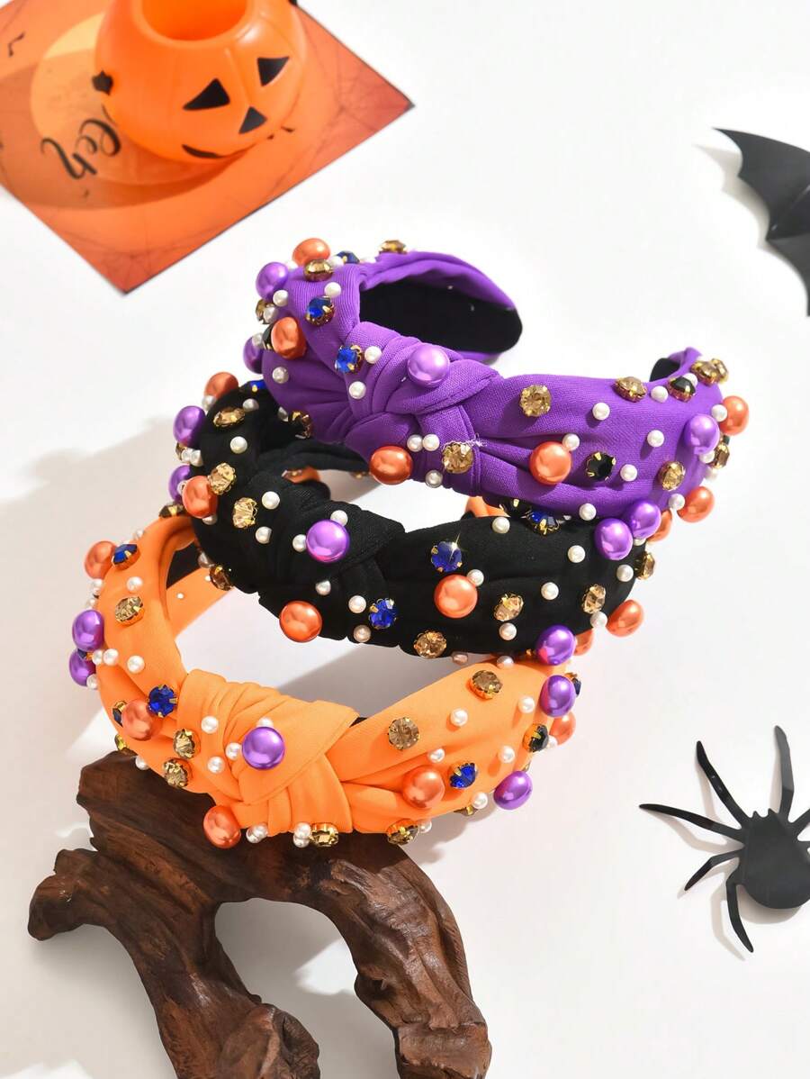 1 件全新万圣节头带，韩式简约结饰高顶皇冠，水钻装饰，节日发饰头饰发箍 - 彩色 - 查看 1