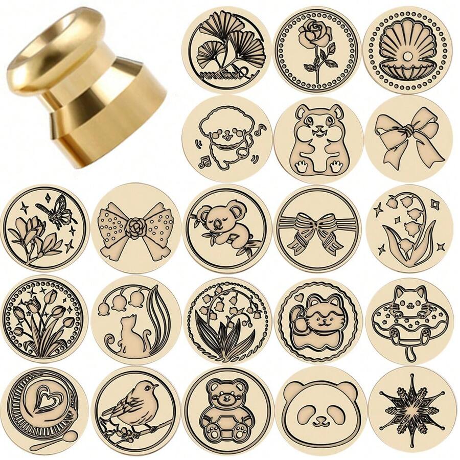 CYFUN DESIGN 1pc Laser Engraved Mini Sealing Wax Stamp With Copper Head, Without Handle