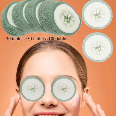 10pieces/20pieces/30 Pieces /50 Pieces /100 Pieces Disposable Eye Mask Moisturizing Film Paper, Non-Woven Printed Green Melon Eye Mask Paper, DIY Printed Eye Mask Beauty Mask, Suitable For Women's Daily Moisturizing Use, To Send Family, Wife, Small Gifts