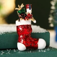 1 chiếc trâm cài trang trí hình người tuyết, tuần lộc, chuông leng keng và quả thông cho phụ nữ ngày lễ Giáng sinh - Nhiều màu - Xem 5