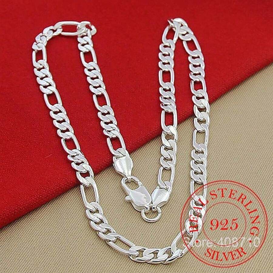 Men's Necklace 3x1 925 Silver PLATING 60cm - 8MM - 查看 1