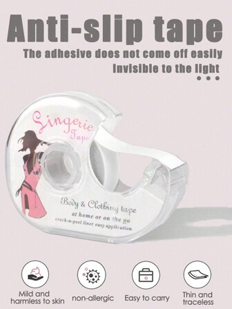 1 Roll With Anti-Slip Tape Non-Trace Double-Sided Tape Shirt Shirt Collar Anti-Slip Tape Roll Transparent Non-Slip Invisible PET Fashion Sticker