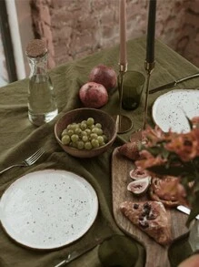 1pc European/American Retro Solid Color Skin-Friendly Absorbent Tablecloth For Hotels, Banquets, Home, Parties, Festivals, Square Table