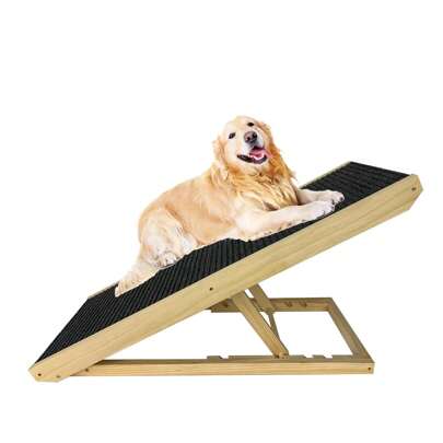 VA-Cerulean Foldable Dog Ramp Pet Stairs 100cm Long Large Cats And Dogs Anti-Slip Dog Entry Aid Up To 100kg Car Pet Stairs Portable Non-Slip Height Adjustable 30-60cm