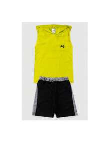 Gody Boys' Set Tank Top With Hood - 青檸色 - 查看 1