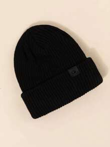 1 Peça Touca de Tricô Estilo Y2K Simples Unissex com Fivela de Couro, Quente e Respirável, Adequada para Atividades ao Ar Livre no Outono e Inverno