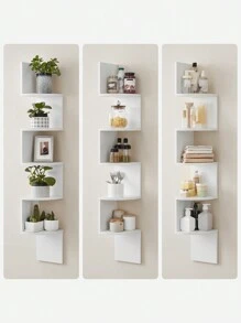 VASAGLE Corner Shelf, Bookcase, 5-Tier Floating Wall Shelf With Zigzag Design, Bookcase, White MLBC72WT - White - View 7