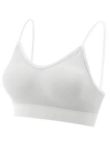 3 Pcs Padded Bralettes For Women Wireless Cami Bras Tank Top Sport Bras Comfort Seamless V Neck With Removable Pads For Girls Laddies Everyday Camisole Basic Bra - 白色-3件 - 查看 3