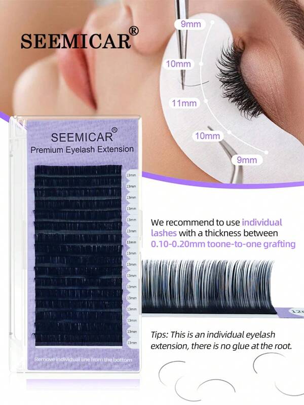 SEEMICAR 16 Reihen D 0.07 Dicke Kunstmink Einzelwimpern Wimpern Cilios für Profis Weiche Falsche Wimpern