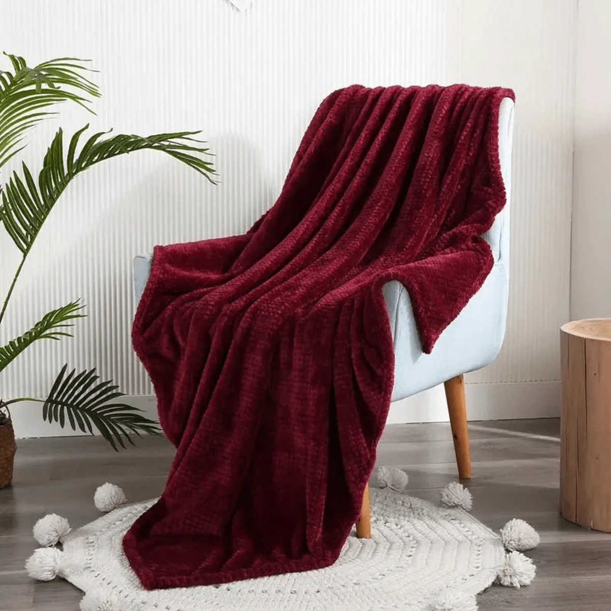 Queen King Blanket Blanket 2.40 X 2.50 Feather Touch Various Colors - Màu Đỏ Sâu - Xem 1