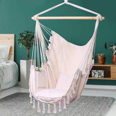 1pc Macrame Swing Chair Hanging Hammock Chair Suitable For Indoor/Outdoor Balcony/Dormitory,Adult Party Games Suitable For Halloween/Christmas/Thanksgiving
