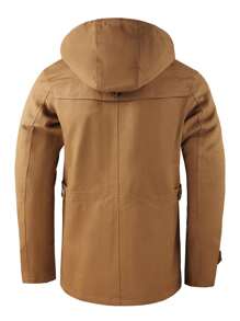 LEDUNTINO Giacca casual da uomo con bottoni, stile cargo, adatta come regalo per marito/fidanzato, giacca antivento leggera da uomo con cappuccio staccabile, tasconi, giacca primaverile/autunnale