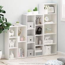 Luder 7-Cube Reversible Open Shelf Bookcase, Wood Finish, Versatile Storage Organizer For Living Room, Bedroom, Office, Study, Home Office, White - trắng - Xem 7