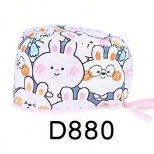 1 pieza Gorra ajustable y lavable de poliéster con estampado de animal de dibujos animados, unisex, para todas las estaciones - Blanco - Ver 13