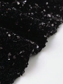 亮片蝴蝶结细节短款夹克 - 黑色 - 查看 6