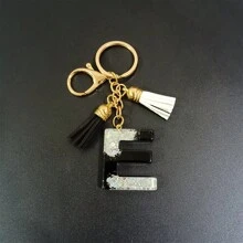 1 件 A-Z 字母休闲可爱黑色钥匙扣吊坠，夏季、秋季、春季、节日、生日、背包配件的优雅礼物