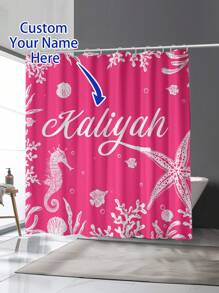 1 perdea de duș rezistentă la apă și mucegai cu model personalizat de stea de mare, imprimare digitală, 12 cârlige din plastic și inele metalice, accesorii robuste pentru baie, decor pentru baie, decor de toamnă, înapoi la școală - multicolor - Vizualizare 1